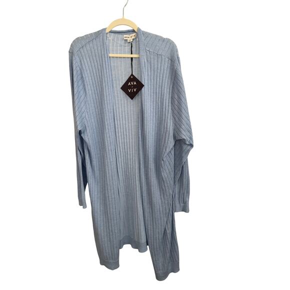NWT! Ava & Viv baby blue long sleeve open cardigan sweater - Picture 2 of 6